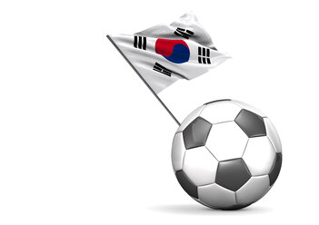 Fußball Flagge von Südkorea gegen weißen Hintergrund - ALF000097