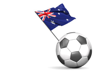 Fußball Flagge von Australien gegen weißen Hintergrund - ALF000096