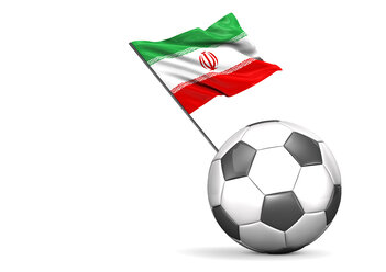 Fußball Flagge des Iran gegen weißen Hintergrund - ALF000094