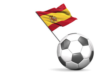 Fußball Flagge von Spanien gegen weißen Hintergrund - ALF000091
