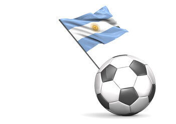 Fußball Flagge von Argentinien gegen weißen Hintergrund - ALF000090