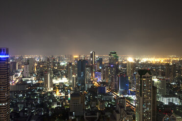 Thailand, Bangkok, View of skyline at night - DR000139