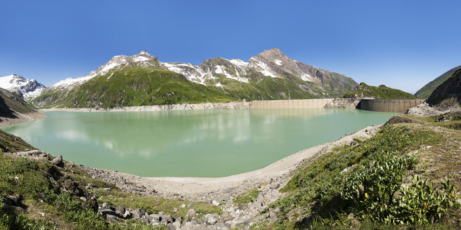 Österreich, Mooserboden mit gemauerter Staumauer, der Mooserbodensee und das Kitzsteinhorn - STSF000095