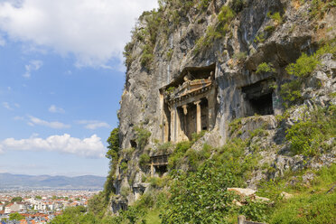 Turkey, Fethiye , View of Lycian Rock Tombs of Kaunos - SIE004308