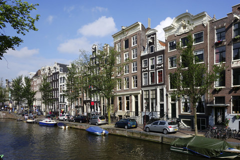 Netherlands, Amsterdam, Oude Zijds Voorburgwall, Netherlands, Amsterdam, Oude Zijds Voorburgwall, typical historic buildings stock photo