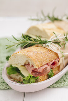 Baguette-Sandwiches auf Servierplatte, Nahaufnahme - ECF000338