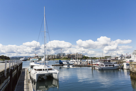 Kanada, Britisch-Kolumbien, Victoria, Hafen mit Wasserflugzeug, lizenzfreies Stockfoto