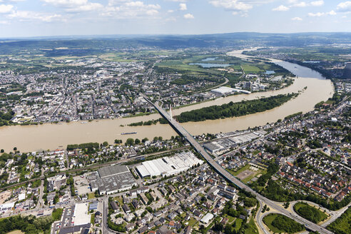 Deutschland, Rheinland-Pfalz, Weißenthurm Neuwied, Brücke über den Rhein, Luftbild - CSF019952