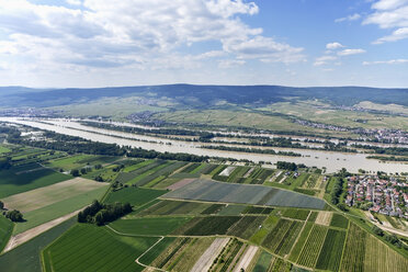 Germany, Rhineland-Palatinate, High water of River Rhine at Heidenfahrt, aerial photo - CSF019972