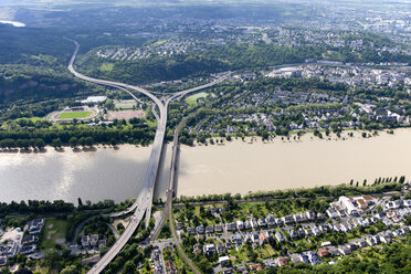 Germany, Rhineland-Palatinate, Koblenz, Bridges above River Rhine, aerial photo - CSF019993