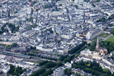 Germany, North Rhine-Westphalia, Bonn, View of City Center, aerial photo stock photo