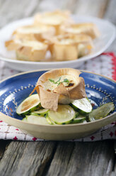 Filo tartles filled with spinach and ewe's cheese and baked zucchini - ODF000492