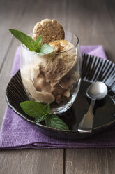 Banana yogurt ice cream with flapjacks, studio shot - EVGF000212