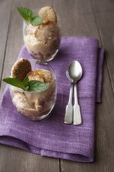 Banana yogurt ice cream with flapjacks, studio shot - EVGF000214