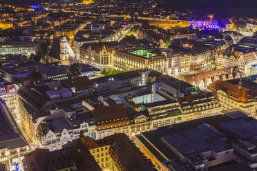 Germany, Saxony, Leipzig, City center at dusk - WDF001969