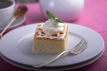 Mexikanischer Milchkuchen mit Schlagsahne auf einem Teller - ODF000542