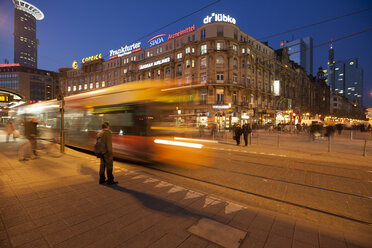 Germany, Hesse, Frankfurt, tram arriving at platform - AMF000960