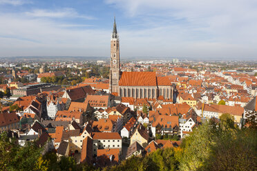 Deutschland, Bayern, Landshut, Stadtbild mit St. Martinskirche - AM000984