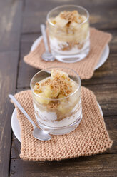 Homemade apple compote on yoghurt with amarettini crumbs - ODF000598