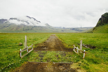 Iceland, road and gate - MBEF000759