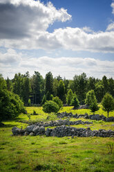 Schweden, Smaland, Kalmar laen, Vimmerby, Vassemala, Natursteinmauer, erratische Blöcke - BT000015