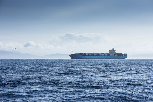 Morocco, Tangier, Cargo ship on Mediterranean Sea - KB000013