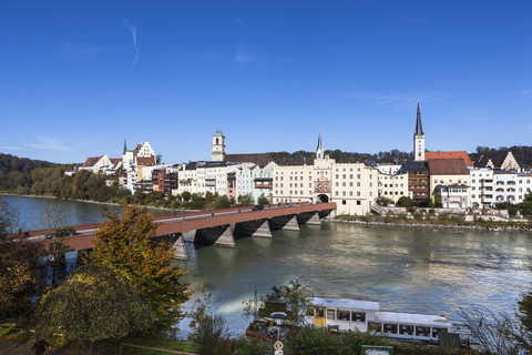 Deutschland, Bayern, Oberbayern, Wasserburg am Inn, Brucktor oder Stadttor an der Torbrücke, lizenzfreies Stockfoto