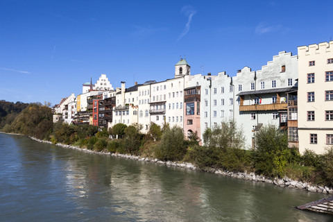 Deutschland, Bayern, Oberbayern, Wasserburg am Inn, alte Stadt am Inn, lizenzfreies Stockfoto