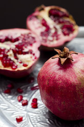 Pomegranates [Punica granatum] on silver tray - CZF000115