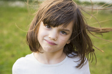 Portrait of little girl with wafting hair - LVF000318