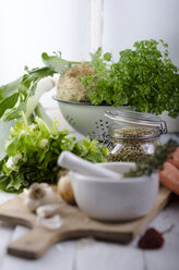 Ingredients for lentil soup, close up - ODF000674