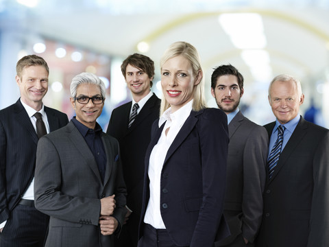 Group of six successful business partners stock photo