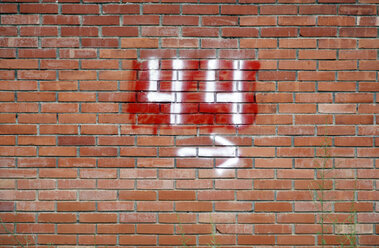 Spain, Catalunya, Red brick wall, Number 44 - JMF000266