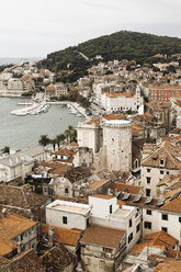 Kroatien, Split, Blick auf die Altstadt vom Glockenturm der Kathedrale Sv Duje - MS003046