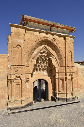 Türkei, Provinz Agri, Dogubeyazit, Eingangsportal des Ishak-Pascha-Palastes, lizenzfreies Stockfoto