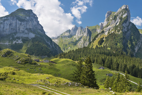 Switzerland, Appenzell, Alpstein, View to Widderalpstoeck stock photo