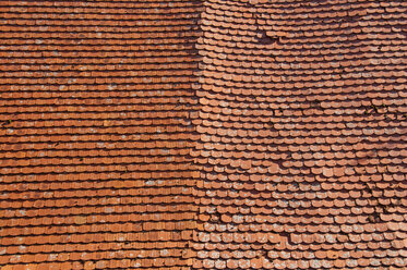 Teil eines alten Daches mit Biberschwanzziegeln - WGF000101