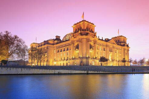 Germany, Berlin, View of Reichstag parliament building in the evening - MSF003099