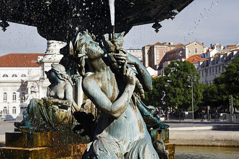 Portugal, Lisboa, Baixa, Rossio, Praca Dom Pedro IV, Teil des Brunnens - BIF000098