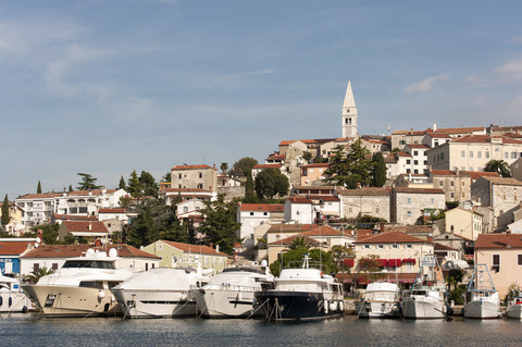 Croatia, Istria, Vrsar, Parish Church of St. Martin above the harbour stock photo