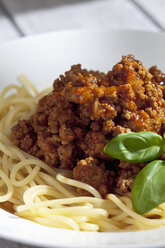 Spaghetti mit Bolognese-Sauce, Nahaufnahme - CSF020460