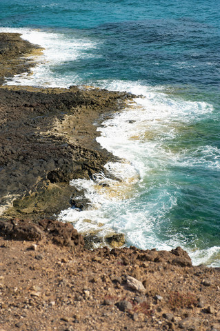 Spanien, Fuerteventura, Teil der felsigen Küste, lizenzfreies Stockfoto