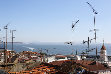 Portugal, Lisbon, Bica, View from Miradouro de Santa Catarina to Tejo - BIF000178