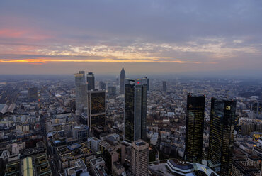 Germany, Hesse, Frankfurt, city view with financal district in the evening - PA000067