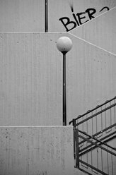 Germany, Hesse, Wiesbaden, Abstract stairs with lamp - MHF000242
