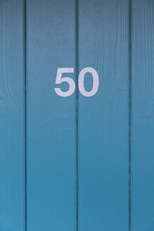 Germany, Number on a wooden door at a bath - MSF003146