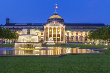 Germany, Hesse, Wiesbaden, Kurhaus at night - WDF002137