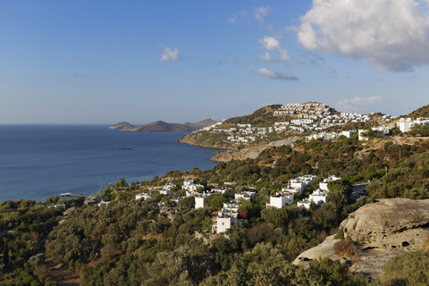 Türkei, Bodrum, Ferienanlage Guemueskaya an der Küste, lizenzfreies Stockfoto