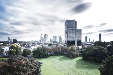 Germany, Hesse, Frankfurt, view to city, long exposure stock photo