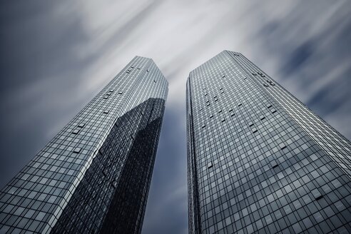 Germany, Hesse, Frankfurt, high-rise buildings of Deutsche Bank, long exposure - WAF000032